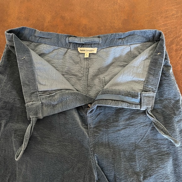 Saint Geraldine Blue Corduroy High-Waisted Flare Pants - Picture 5 of 6